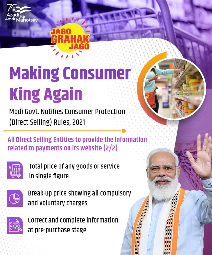 Making Consumer King Again - Modi Government notifies Consumer Protection Direct Selling Rules 2021